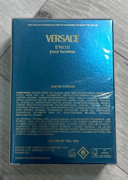 Versace Eros Parfum 100ml for Men – Fresh Woody Aromatic Fragrance with Mint, Lemon & Vanilla